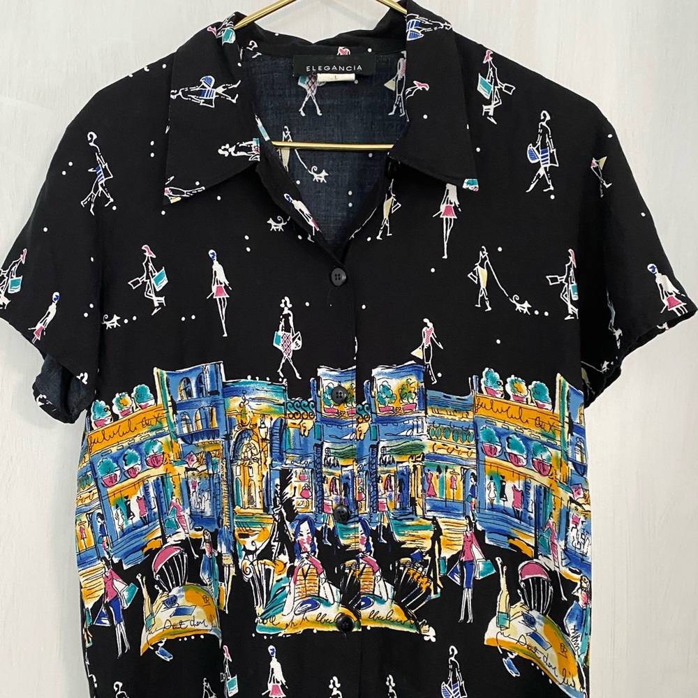 90s Fashion Icon Printed Button Down Top